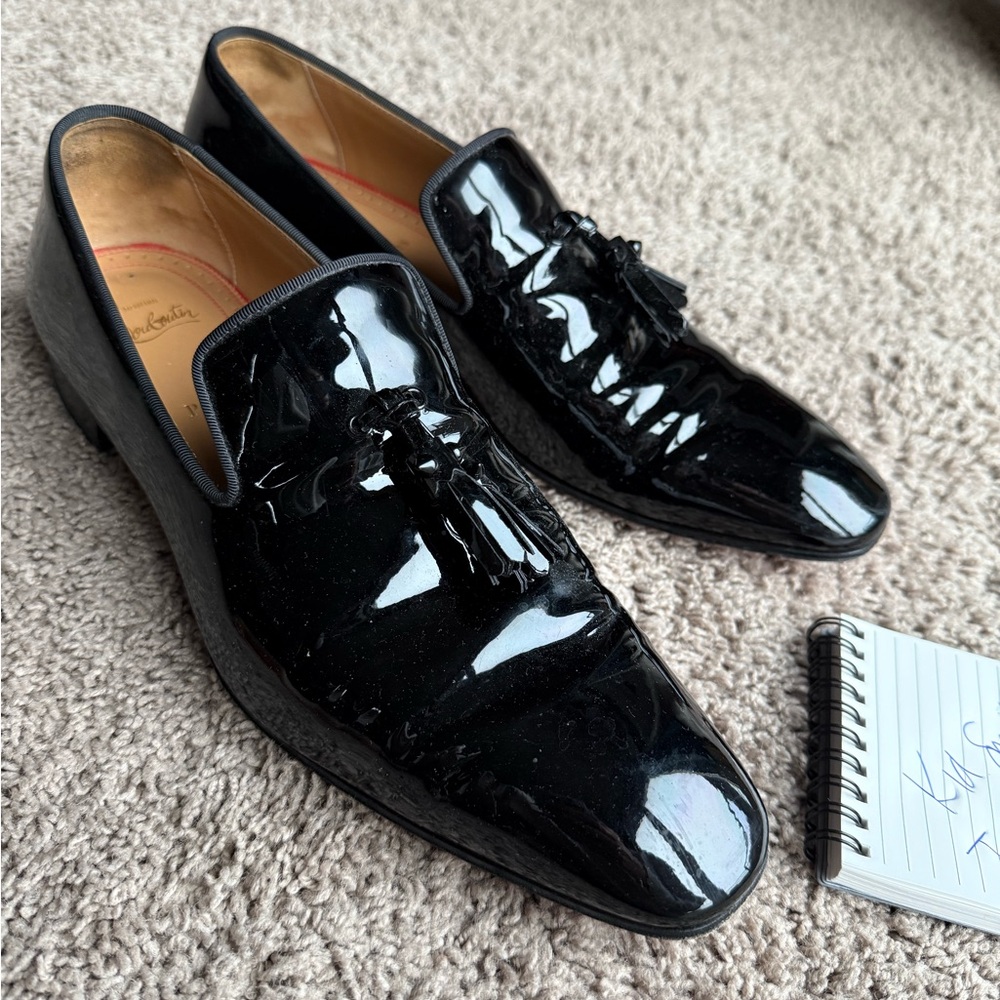 Black Christian louboutin Patent Leather dandelion tassel